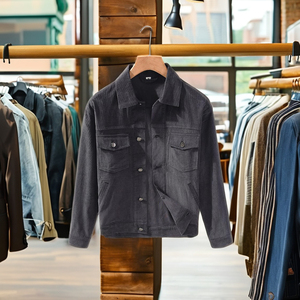 Manteau long d'hiver pour homme en velours côtelé, style rétro américain, coupe décontractée, à simple boutonnage, col rabattable, teint, pour le travail et les loisirs - Product Image 3