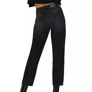 2024 botón personalizado Fly patrón sólido última moda precio barato mujeres y hombres pantalones vaqueros en Estilo negro recto - Product Image 5