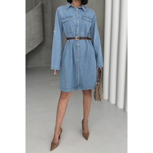 Chemise longue boutonnée 6102 - Bleu moyen - Product Image 1