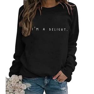 Nueva llegada servicio OEM de manga larga cuello redondo hombro pendiente impreso cómodo casual sudadera de mujer de Bangladesh - Product Image 2