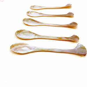 Ensemble de cuillères en nacre sculptées à la main de qualité supérieure, cuillères à dessert en coquille de mer naturelle pour un coffret cadeau de luxe - Product Image 1