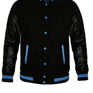 Chaquetas Universitarias de Béisbol Personalizadas de Alta Calidad con Mangas de Cuero Bordadas para Hombre - Product Image 1