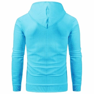 Sweat-shirt gaufré bleu vif pour homme, pull urbain aqua vibrant, taille et design personnalisés - Product Image 2