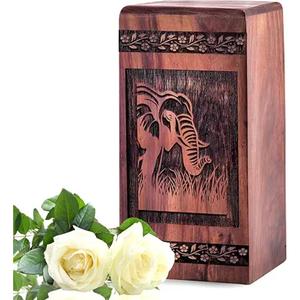 Urnas conmemorativas de madera hechas a mano para cenizas humanas de adultos urnas de cremación grabadas caja de urna de entierro decorativa funeraria de la India - Product Image 5