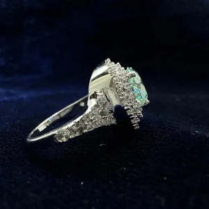 Anillo de compromiso con diamante moissanita redondo azul y blanco de calidad AAA+ de 3,52 quilates Vvs1, plata 925 Cus-Jew65 - Product Image 4