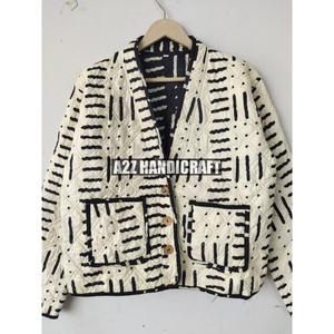 เสื้อโค้ทผู้หญิงสไตล์โบฮีเมียนวินเทจพิมพ์ลายดอกไม้ผ้าฝ้ายถักด้วยมือลายขวางฤดูใบไม้ร่วง - Product Image 3