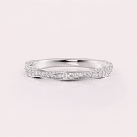 Anillo de Boda Curvo con Diamante Redondo Cultivado en Laboratorio, Certificado por IGI, Oro Amarillo/Blanco y Rosa de 18K con Baño de Rodio para Mujer