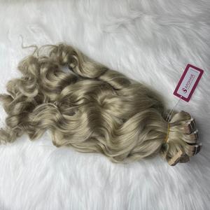 Meilleure vente 8-30 pouces Extensions de cheveux vierges Remy Double dessiné vague naturelle couleur cendre Balayage Highlight pour bande de cheveux humains - Product Image 1