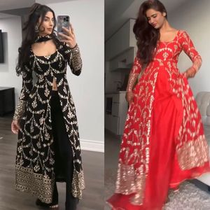 Conjunto de 3 piezas de diseñador indio pantalón Kurti acampanado tradicional Dupatta Long Salwar Kameez mujeres fiesta festiva Ropa Étnica paquistaní - Product Image 6