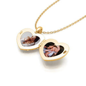 Jeulia Rhodium Plated Sterling <b>Silver</b> Personalized Photo <b>Locket</b> Necklace with Vintage Heart Design - Product Image 5