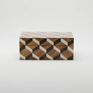 Handcrafted Rectangle Resin Wood Inlay Jewelry <b>Box</b> | Luxury Decorative Storage <b>Box</b> | Geometric Inlay <b>Keepsake</b> <b>Box</b> WINSOME ART - Product Image 1