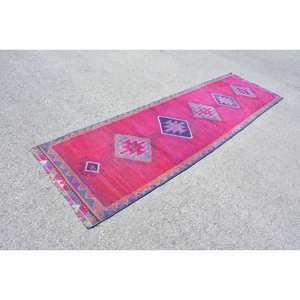 Alfombra turca Vintage moderna rosa púrpura 3x10ft área grande lana látex respaldo Patchwork para sala de estar pasillo Decoración habitación alfombra - Product Image 2