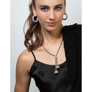 สร้อยคอทองเหลืองคุณภาพสูงสำหรับผู้หญิง ผลิตในอิตาลี ประดับด้วยทรงกระบอกประดับเพชร - Product Image 3