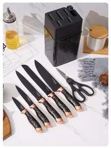 Non-Stick Sharp Stainless Steel Chef Knife Set With Scissors For Kitchen Cutting 7 Pieces Set For Women Gift Idea