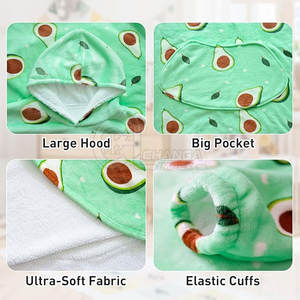 Couverture à capuche confortable et portable en polyester / polaire, tissu doux surdimensionné, couverture à capuche chaude pour adultes - Product Image 6