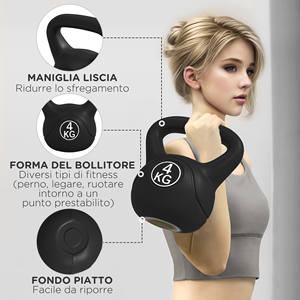 HOMCOM Kettlebell 4kg en plástico y arena con base plana y mango, 18x12x20 cm, negro - Product Image 6