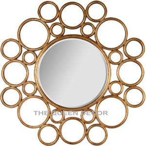 New Stylish Round Metal Wire Made Wall <b>Mirror</b> Gold Plated <b>Bathroom</b> Decorative Modern Luxury <b>Mirrors</b> for Living Room - Product Image 4