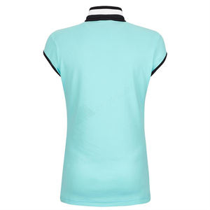 Polo de Jersey de algodón con logotipo personalizado impreso que absorbe la humedad para mujer, Polo ajustado sin mangas con botón, venta al por mayor - Product Image 2