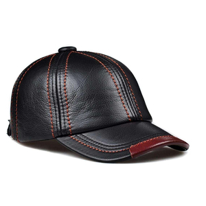 Gorras de Béisbol de Diseño Nuevo, Cuero Genuino, Hechas a Medida, Gorras de Béisbol de Cuero Negro Ajustadas, Servicio OEM a Precios Económicos - Product Image 1