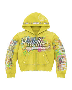 Sudadera con capucha unisex de cristal y pedrería, estilo streetwear para invierno, ideal para pedidos al por mayor. - Product Image 2