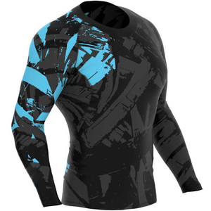 เสื้อว่ายน้ำเล่นฟิตเนสแขนยาวพิมพ์ลายสำหรับผู้ชาย - Product Image 3