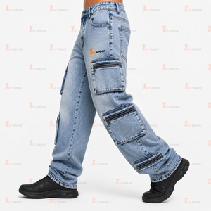 Pantalones Cargo de Mezclilla Casuales para Hombre, Venta al por Mayor, Jeans Utilitarios Personalizados, Multibolsillos, Corte Relajado, Ropa de Trabajo, Moda Urbana, Mezclilla de Algodón - Product Image 2