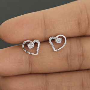 Aretes Pequeños de Oro Sólido de 14K al por Mayor, con Diseño de Corazón Abierto y Diamantes Cultivados en Laboratorio, para Uso Diario y Fiestas, Regalo para Novia - Product Image 6