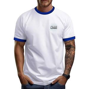 Camisetas de cuello redondo con timbre de algodón 100% suave para hombre Camiseta de manga corta con cuello redondo sólido para hombre - Product Image 3