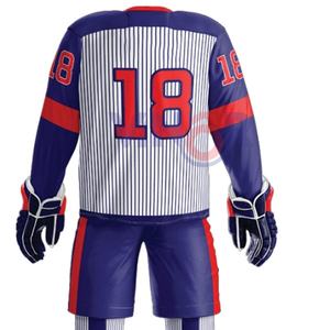 Uniforme de hockey sur glace confortable sur mesure en stock 100% polyester Uniforme de hockey sur glace personnalisé Design uniforme de hockey sur glace - Product Image 3
