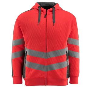 Sweats à capuche de sécurité personnalisés haute visibilité pour hommes vestes à capuche avec fermeture éclair construction unisexe veste zippée réfléchissante à capuche - Product Image 5
