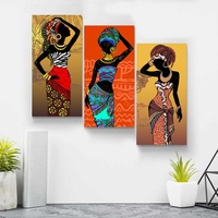 Art mural de femme noire, impression sur toile africaine, filles noires colorées, style ethnique, beauté, décoration contemporaine pour salon