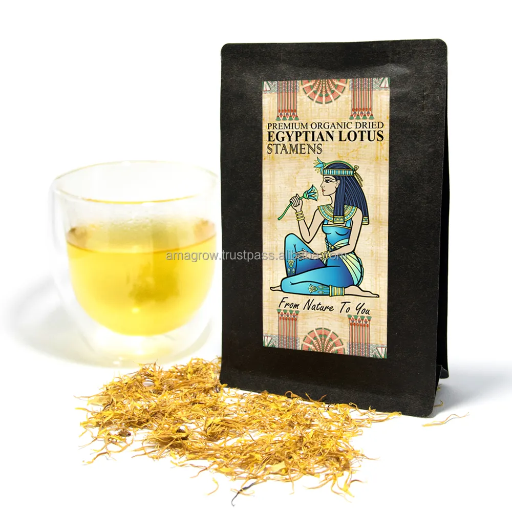 Organic Dried Pure Stamens of Premium Egyptian Lotus Flowers Tea Natural Edible Flower Relaxation Blue Lilly Herbal Tea 1oz