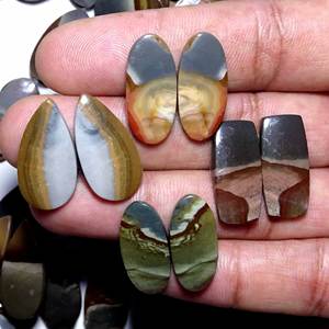 Par de jaspe policromado natural, gemas de cuarzo de grado AAAAA de alta calidad para pendientes o gemas sueltas - Product Image 6