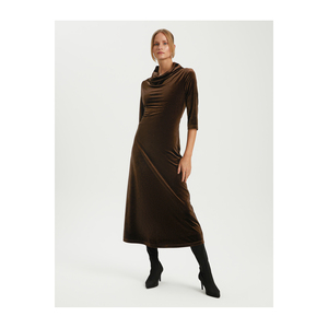 Robe maxi trapèze à col à revers, non doublée, sans ceinture, très colorée - Product Image 3