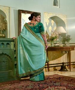 Lanzamiento de Sari de nuevo diseñador con trabajo de bordado Precio más bajo Mercado Surat Gujarat Ropa étnica - Product Image 2