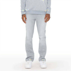 Ensemble sweat-shirt et jogging en molleton gris pour homme, mélange de coton, tenue de sport décontractée en deux pièces avec logo personnalisé, streetwear - Product Image 6