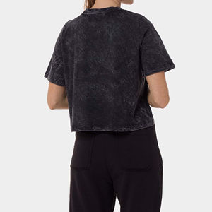 Factory Custom 100% Cotton French Terry <b>Black</b> T-<b>Shirt</b> Oversized Sleeve <b>Tee</b> Women Rhinestones Graphic T-<b>Shirts</b> - Product Image 6