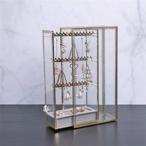 Caja de Joyería Rectangular de Latón y Vidrio de Alta Calidad, Marco de Metal Dorado Hecho a Mano, Exhibidor de Vidrio Transparente, Organizador Decorativo - Product Image 5