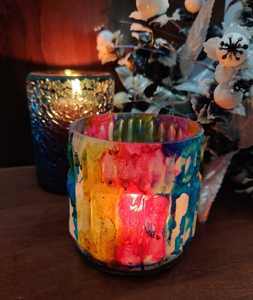 Custom Wholesale Multi-color Marbleized High-Quality Handmade Decorative Multi-purpose <b>Large</b> Square Candle Glass <b>Jar</b> Container - Product Image 3