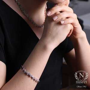 Bracelet en argent sterling 925 avec motif nid d'abeille et sertissage de diamants, élégant bracelet en diamant - Product Image 5