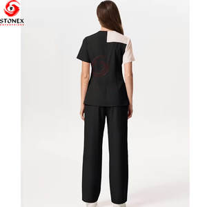Uniforme d'hôpital de haute qualité personnalisable, hauts tendance, taille plus, tissu tricoté avec logo personnalisé, ensembles de blouses d'infirmière unisexes - Product Image 2