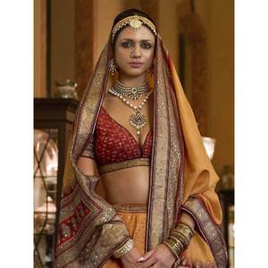 Miracle Rajwadi Silk Traditional Lehenga Choli in Red and Yellow Women's Amazing <b>Mirror</b> Work <b>Set</b> - Product Image 2