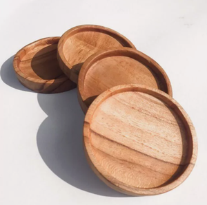 Posavasos Redondo de Madera Hecho a Mano con Borde Liso, Alfombrilla de Madera Natural para Bebidas de 5 mm de Grosor, Ecológico para Tazas, Jarras y Vasos - Product Image 1