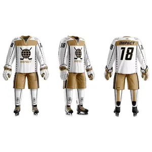 Vêtements de Hockey sur glace 100% Polyester, nouveau Design, tenue de Sport d'équipe personnalisée, uniformes de Hockey sur glace bon marché, Services OEM et ODM - Product Image 1