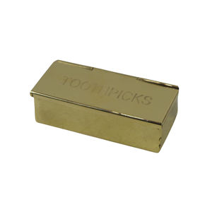 Brass <b>Toothpicks</b> Case <b>Toothpick</b> <b>Holder</b> Dustproof Golden Color Finishing Rectangular Suitable for Kitchen Party hotel Ware Use - Product Image 1