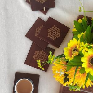 ชุดจานรองแก้วไม้รักษ์โลกสำหรับชาและกาแฟ จานรองแก้วไม้สำหรับบ้าน โรงแรม บาร์ รับผลิตตามสั่ง ขายส่งจากโรงงาน - Product Image 4