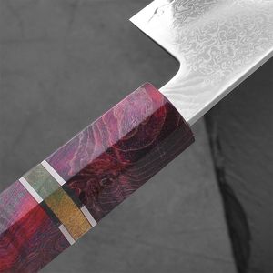 Venta al por mayor personalizado de alta calidad japonés hecho a mano Damasco Chef cuchillo de madera estabilizada OEM ODM cuchillos de cocina - Product Image 4
