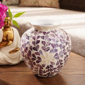 Florero con incrustaciones de nácar de tendencia, jarrones de concha de perla elegantes hechos a mano para centro de mesa de habitación - Product Image 6