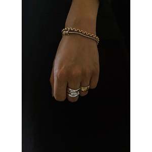 Athena Sculptural <b>Silver</b> <b>Ring</b> <b>Stack</b> Fashionable Trendy Opening Inlay Gold Plating Stainless Steel Main Stylish Number Gift - Product Image 5