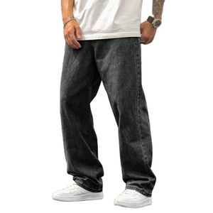 Jean en denim élégant pour homme, coupe droite, jambe large, taille haute, léger, style vintage, couleur anthracite, écologique, respirant, taille 26-40 - Product Image 1